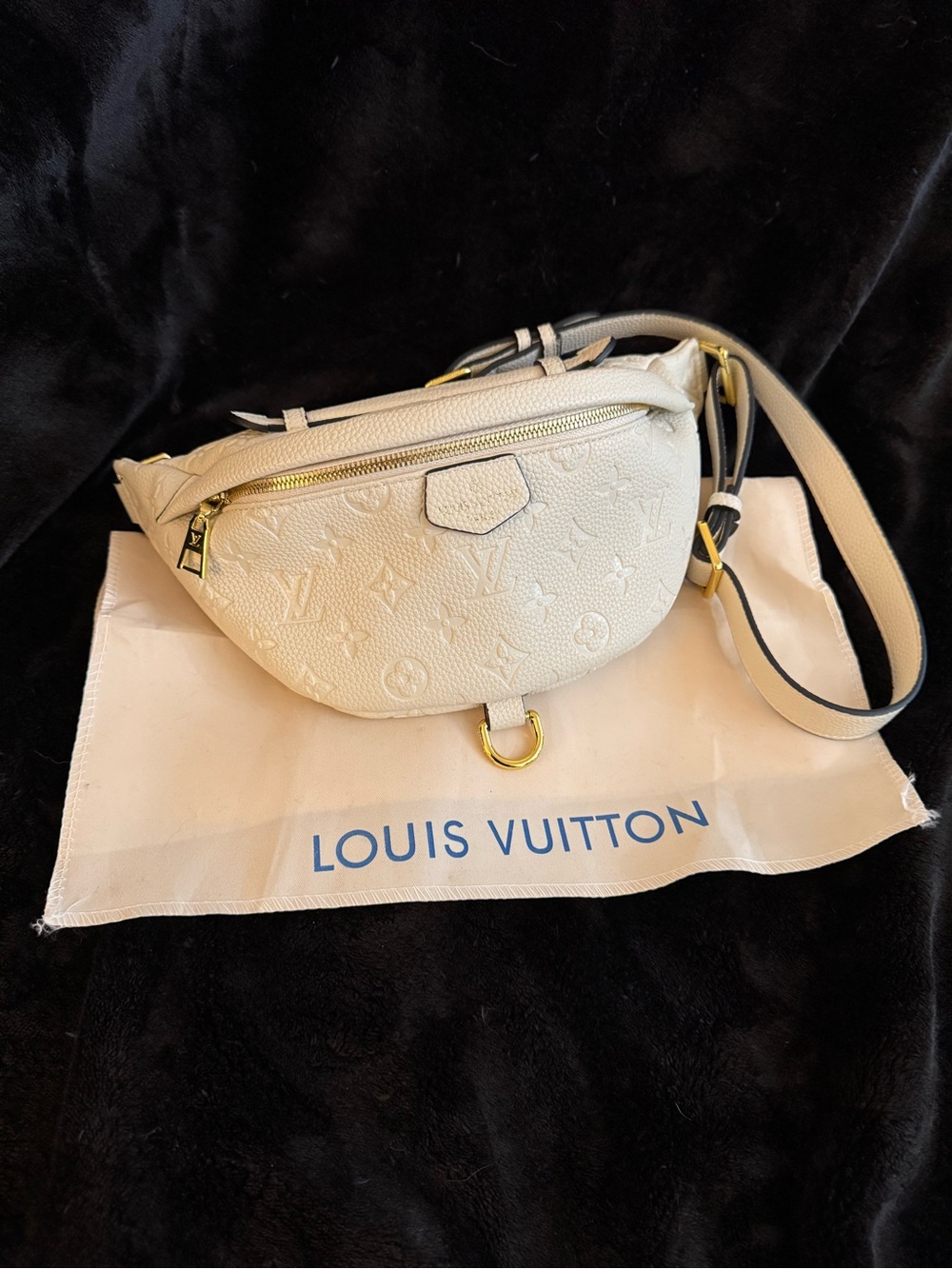 Louis Vuitton Style Cream Embossed Monogram Belt Bag Bum Bag VGUC